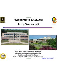 UNCLASSIFIED Welcome to CASCOM Army Watercraft