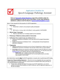 Application Checklist and Application for Speech-Language ...