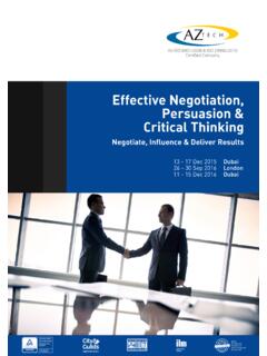 Effective Negotiation, Persuasion &amp; Critical Thinking