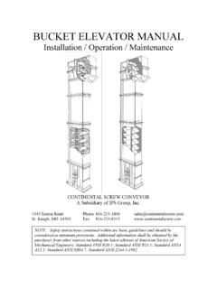 BUCKET ELEVATOR MANUAL - Continental Screw
