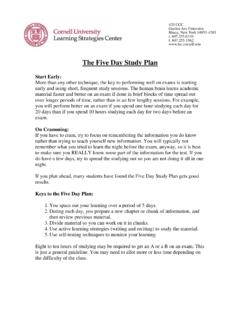 The Five Day Study Plan - Cornell University
