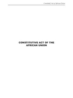 CONSTITUTIVE ACT OF THE AFRICAN UNION