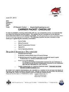 CARRIER PACKET CHECKLIST - Logistic Pros
