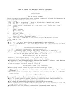 CHEAT SHEET FOR WRITING PROOFS (MATH 54)