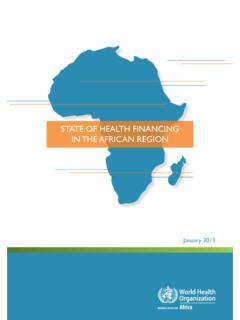 STATE OF HEALTH FINANCING IN THE AFRICAN REGION