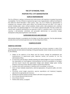 THE CITY OF RHOME, TEXAS POSITION TITLE: CITY …