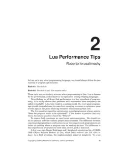Lua Performance Tips