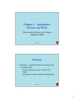 Chapter 4 – Atmospheric Pressure and Wind