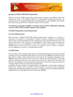 Summary of OHSAS 18001 Requirements