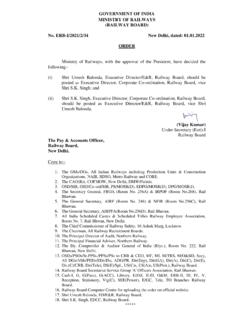 GOVERNMENT OF INDIA MINISTRY OF RAILWAYS …