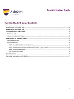 Turnitin Student Guide Turnitin Student Guide Contents