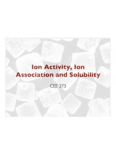 Ion Activity, Ion Association and Solubility