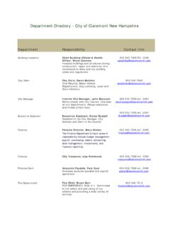 Department Directory - City of Claremont New Hampshire