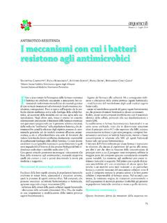 ANTIBIOTICO-RESISTENZA I meccanismi con cui i batteri ...