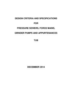 Design Criteria &amp; Specs. for Pressure Sewers, Force …