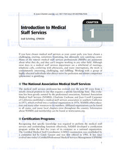 CHAPTER Introduction to Medical Staff Services