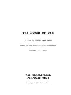 THE POWER OF ONE - Daily Script