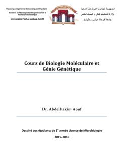 Cours de Biologie Mol&#233;culaire et G&#233;nie G&#233;n&#233;tique