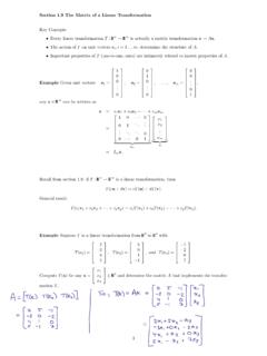 Section 1.9 The Matrix of a Linear Transformation