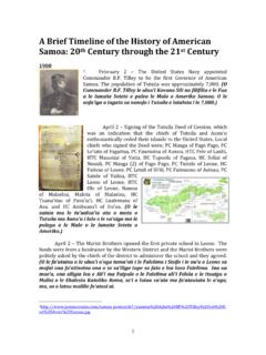 A Brief Timeline of the History of American Samoa: 20th ...