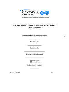 E/M DOCUMENTATION AUDITORS’ WORKSHEET 1995 …