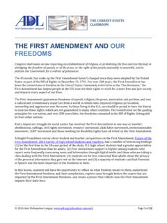 THE FIRST AMENDMENT AND OUR FREEDOMS