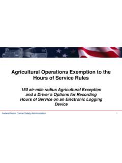 Agricultural Operations Exemption to the Hours of Service ...