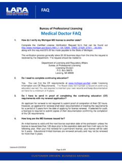 Bureau of Professional Licensing Medicine FAQs - Michigan