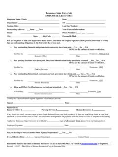Tennessee State University EMPLOYEE EXIT FORM