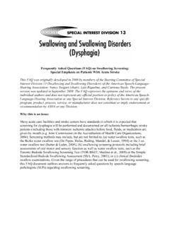 FAQs on Swallowing Screening: Special Emphasis on …