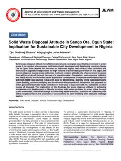 Solid Waste Disposal Attitude in Sango Ota, Ogun State ...