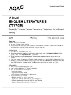 A-level English Literature B Specimen question paper Paper 2B