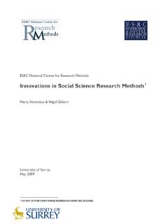 Innovations in Social Science Research Methods - NCRM