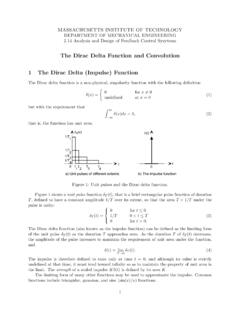 The Dirac Delta Function and Convolution 1 The Dirac Delta ...