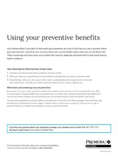 Using your preventive benefits - Premera Blue Cross