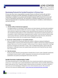 Developing Protocols for Suicide Prevention in Primary Care