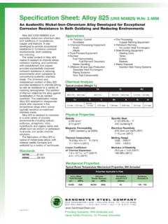 Specification Sheet: Alloy 825 (UNS N08825) W.Nr. 2