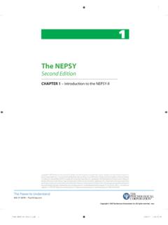 Overview The NEPSY - Pearson Assessments