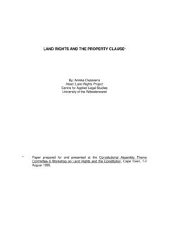 LAND RIGHTS AND THE PROPERTY CLAUSE