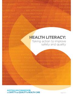 HEALTH LITERACY: Taking action to improve safety and …