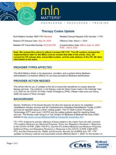 Therapy Codes Update - Centers for Medicare &amp; Medicaid ...