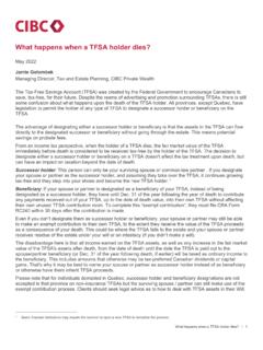 What happens when a TFSA holder dies? - CIBC