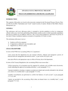 Policy on Subsistence and Travel Allowance - KZN Treasury
