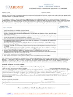 Vascular (VT) Clinical Verification (CV) Form - ARDMS