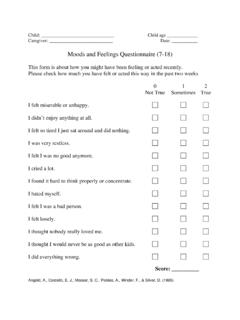 Moods and Feelings Questionnaire - University of …