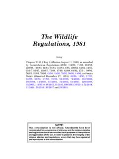 The Wildlife Regulations, 1981 - Saskatchewan