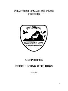 Deer Hunting with Dogs - Virginia Department of Wildlife ...