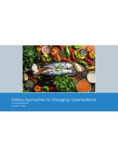 Dietary Approaches for Managing Hyperlipidemia