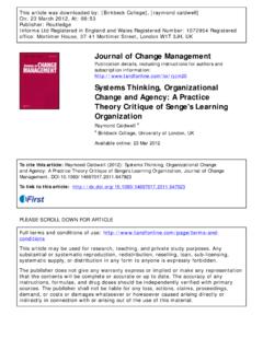 Systems Thinking, Organizational Change and Agency: A ...