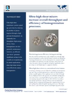 Ultra-high shear mixers increase overall throughput and ...